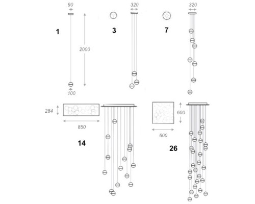 Светильник Bocci 14.1 Single Bubbles Led Crystal Glass 1 Ball
