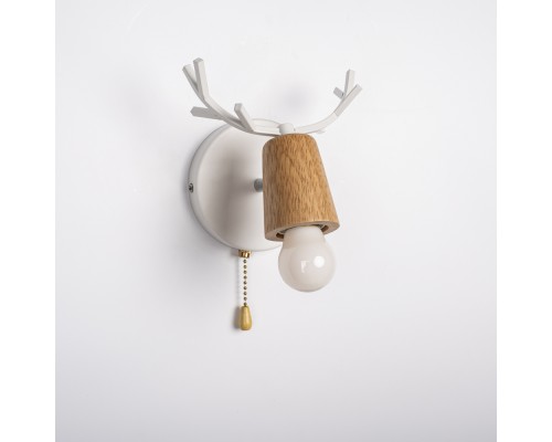 Бра с рожками DEER A SWITCH White/Light wood ImperiumLoft