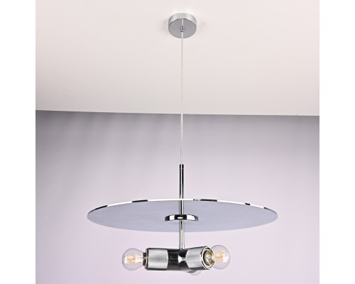 Люстра RH Utilitaire Disk Triple Pendant Silver ImperiumLoft