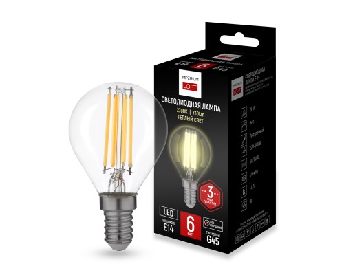 Светодиодная лампа E14 мощность 6W 2700K Transparent от ImperiumLoft ImperiumLoft