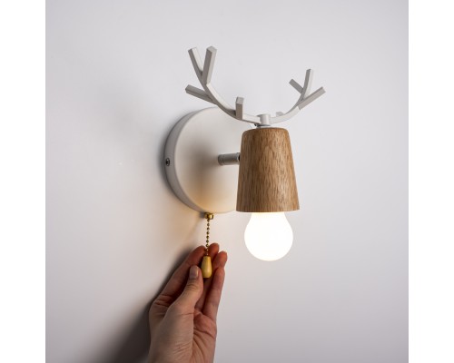 Бра с рожками DEER A SWITCH White/Light wood ImperiumLoft