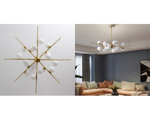 Люстра на штанге Cherry Bomb 16 balls Gold ImperiumLoft