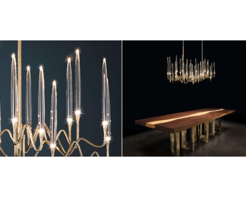 Люстра на штанге Il Pezzo Chandelier Brass and Crystals ImperiumLoft