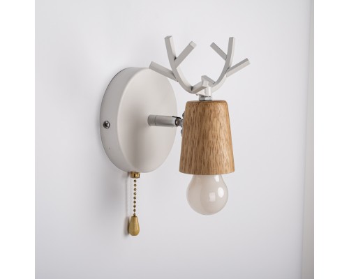 Бра с рожками DEER A SWITCH White/Light wood ImperiumLoft