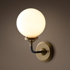 Бра Bistro Globe Clear Glass Single Sconce Brass Milk ImperiumLoft