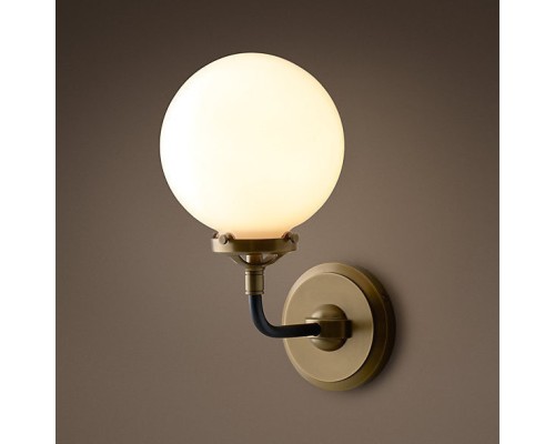 Бра Bistro Globe Clear Glass Single Sconce Brass Milk ImperiumLoft