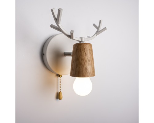 Бра с рожками DEER A SWITCH White/Light wood ImperiumLoft