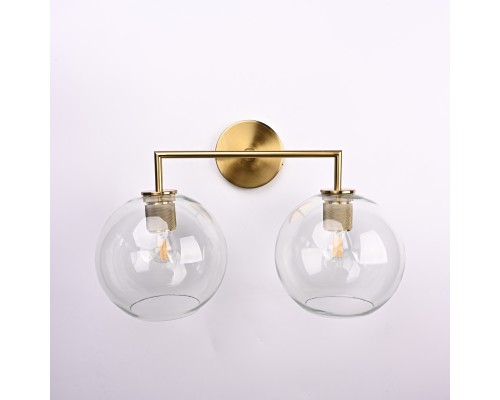 Бра RH Utilitaire Globe Shade Double Sconce Brass