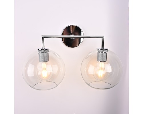Бра RH Utilitaire Globe Shade Double Sconce Silver