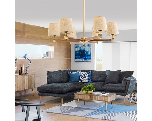 Люстра на штанге Jorgenson D85 Beige/Light wood ImperiumLoft