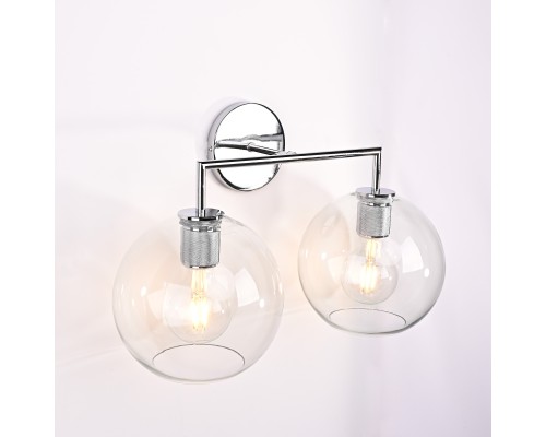 Бра RH Utilitaire Globe Shade Double Sconce Silver