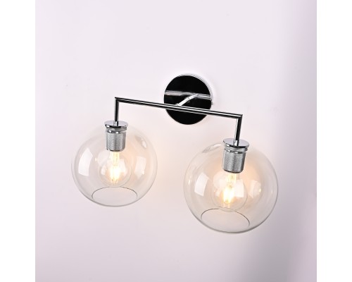 Бра RH Utilitaire Globe Shade Double Sconce Silver