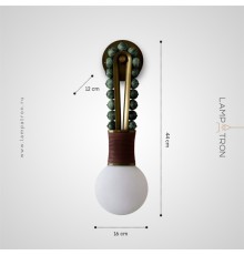 Настенный светильник Lampatron TRIBAL WALL DROP. Коричневая замша. Зеленый камень
