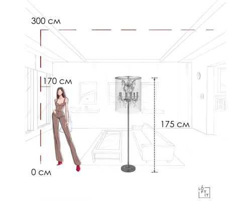 10450F Торшер LOFT IT Vaille Crystal