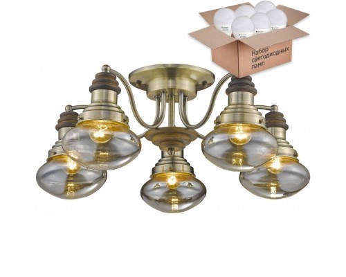 Потолочная люстра с лампочками Velante 306-507-05+Lamps E27 P45