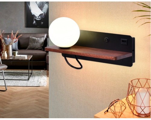 Настенный светильник с выключателем, USB портом и полкой Ambrella light Wallers FW521