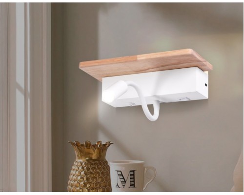 Настенный светильник с выключателем, USB портом и полкой Ambrella light Wallers FW290