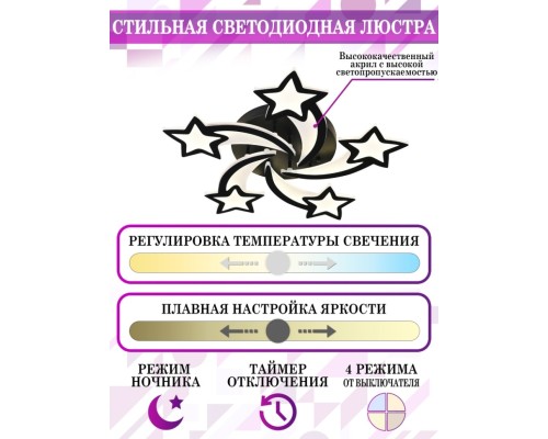 Потолочная светодиодная люстра с Bluetooth и пультом Natali Kovaltseva INNOVATION STYLE 83018 BLACK