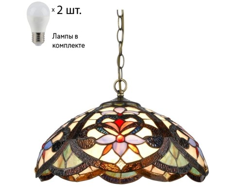 Подвесной светильник с лампочками Velante Тиффани 826-806-02+Lamps E27 P45