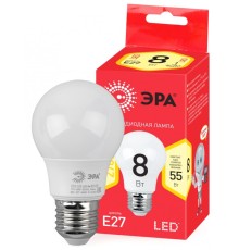 ECO LED A55-8W-827-E27 ЭРА (диод, груша, 8Вт, тепл, E27) (10/100/2000)