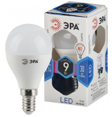 LED P45-9W-840-E14 ЭРА (диод, шар, 9Вт, нейтр, E14) (10/100/3000)