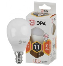 LED P45-11W-827-E14 ЭРА (диод, шар, 11Вт, тепл, E14) (10/100/3000)