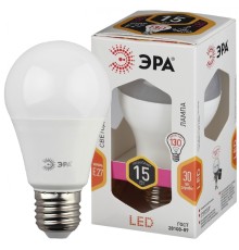 LED A60-15W-827-E27 ЭРА (диод, груша, 15Вт, тепл, E27) (10/100/1200)