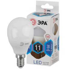 LED P45-11W-840-E14 ЭРА (диод, шар, 11Вт, нейтр, E14) (10/100/3000)