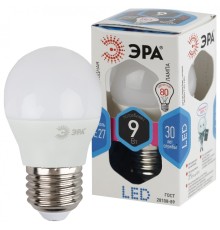 LED P45-9W-840-E27 ЭРА (диод, шар, 9Вт, нейтр, E27) (10/100/3600)