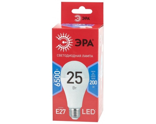 Лампа светодиодная ЭРА E27 25W 6500K матовая LED A65-25W-865-E27 R Б0048011