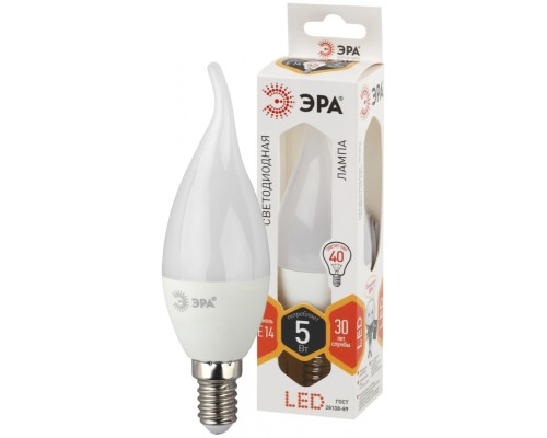 Лампа светодиодная ЭРА E14 5W 2700K матовая LED BXS-5W-827-E14