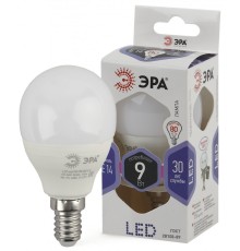 LED P45-9W-860-E14 ЭРА (диод, шар, 9Вт, хол, E14) (10/100/3000)