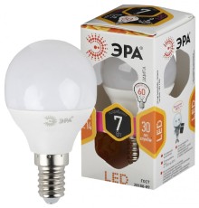 LED P45-7W-827-E14 ЭРА (диод, шар, 7Вт, тепл, E14), (10/100/3000)