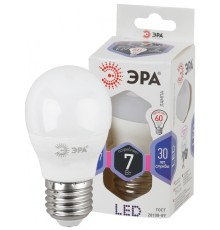 LED P45-7W-860-E27 ЭРА (диод, шар, 7Вт, хол, E27) (10/100/3000)