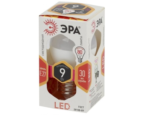 LED P45-9W-827-E27 ЭРА (диод, шар, 9Вт, тепл, E27) (10/100/3000) LED P45-9W-827-E27 ЭРА (диод, шар, 9Вт, тепл, E27) (10/100/3000)