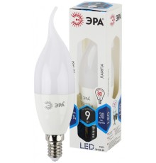 LED BXS-9W-840-E14 ЭРА (диод, свеча на ветру, 9Вт, нейтр, E14) (10/100/2800)