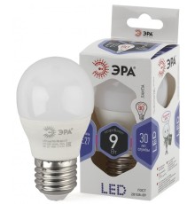 LED P45-9W-860-E27 ЭРА (диод, шар, 9Вт, хол, E27) (10/100/3000)