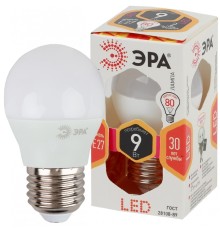 LED P45-9W-827-E27 ЭРА (диод, шар, 9Вт, тепл, E27) (10/100/3000)