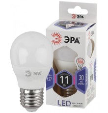 LED P45-11W-860-E27 ЭРА (диод, шар, 11Вт, хол, E27) (10/100/2800)