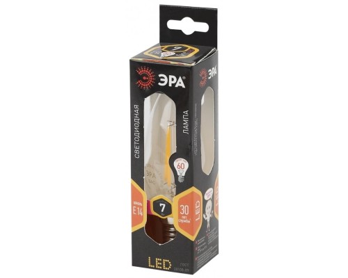 F-LED B35-7W-827-E14 ЭРА (филамент, свеча, 7Вт, тепл, E14) (10/100/2800)