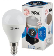 LED P45-5W-840-E14 ЭРА (диод, шар, 5Вт, нейтр, E14) (10/100/3600)