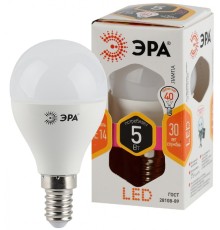 LED P45-5W-827-E14 ЭРА (диод, шар, 5Вт, тепл, E14) (10/100/3600)