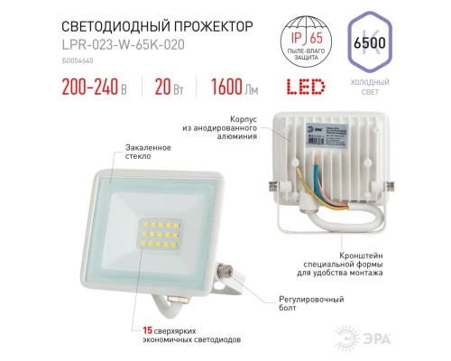 Прожектор светодиодный уличный Эра LPR-023-W-65K-020 (Б0054640)