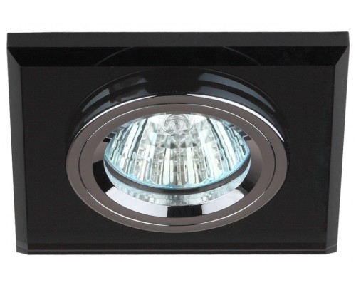 DK8 CH/BK Светильник ЭРА декор стекло квадрат MR16,12V/220V, 50W, хром/черный (50/2100)
