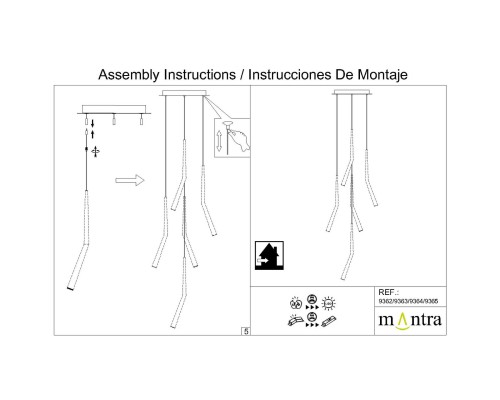 9362 Основание потолочное 5L MODULAR LIGHT FLORONES MANTRA