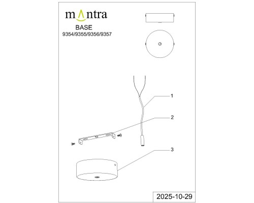 9354 Основание потолочное 1L MODULAR LIGHT FLORONES MANTRA