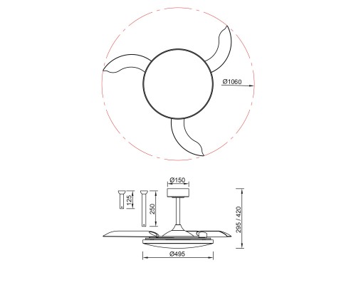 9007 Люстра-вентилятор SLIM FAN MANTRA