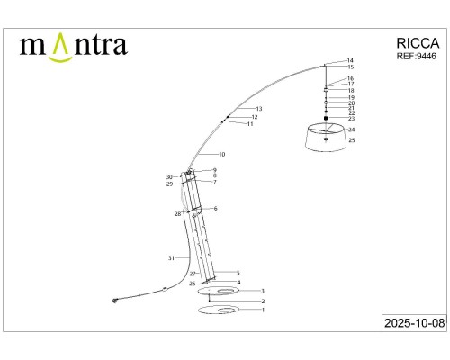 9446 Торшер без абажура RUTI RICCA MANTRA