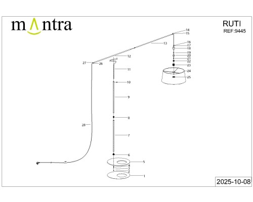 9445 Торшер без абажура RUTI RICCA MANTRA