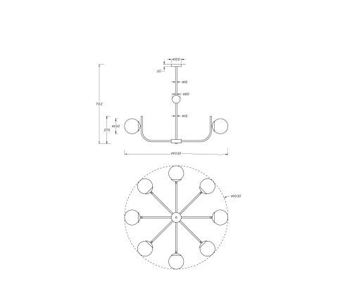 Подвесной светильник Maytoni MOD109PL-08BS